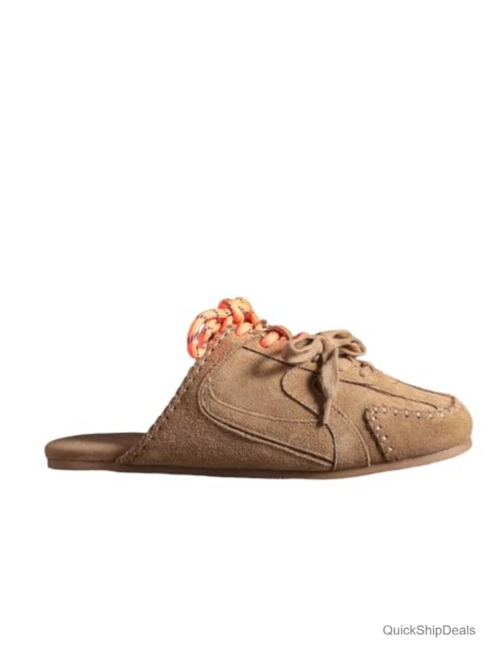 Women's Suede Sneaker Mules Backless Slip-On Casual Comfort Flats